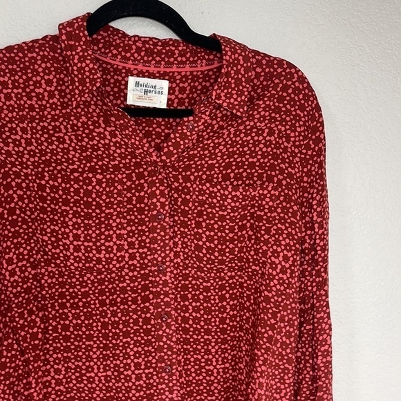 Holding Horses Anthropologie Sammie Long Sleeve Printed Button Front Blouse 2 - Picture 3 of 10